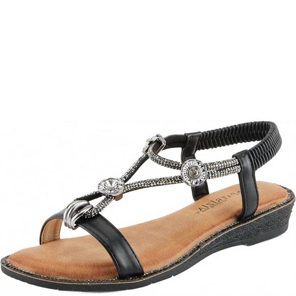 NEW PATRIZIA women's charmer t-strap flat sandal in black - Picture 1 of 5